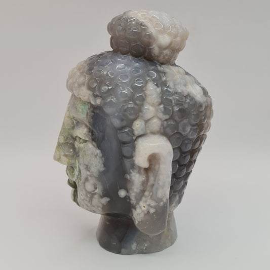 Flower Agate Buddha Head