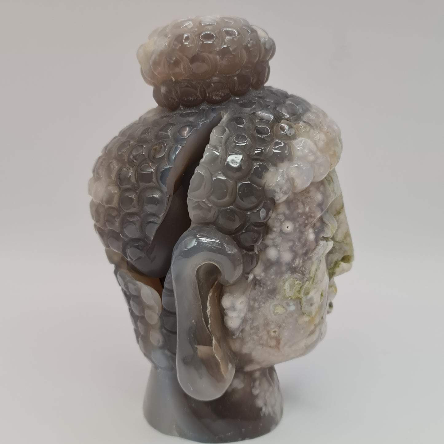 Flower Agate Buddha Head