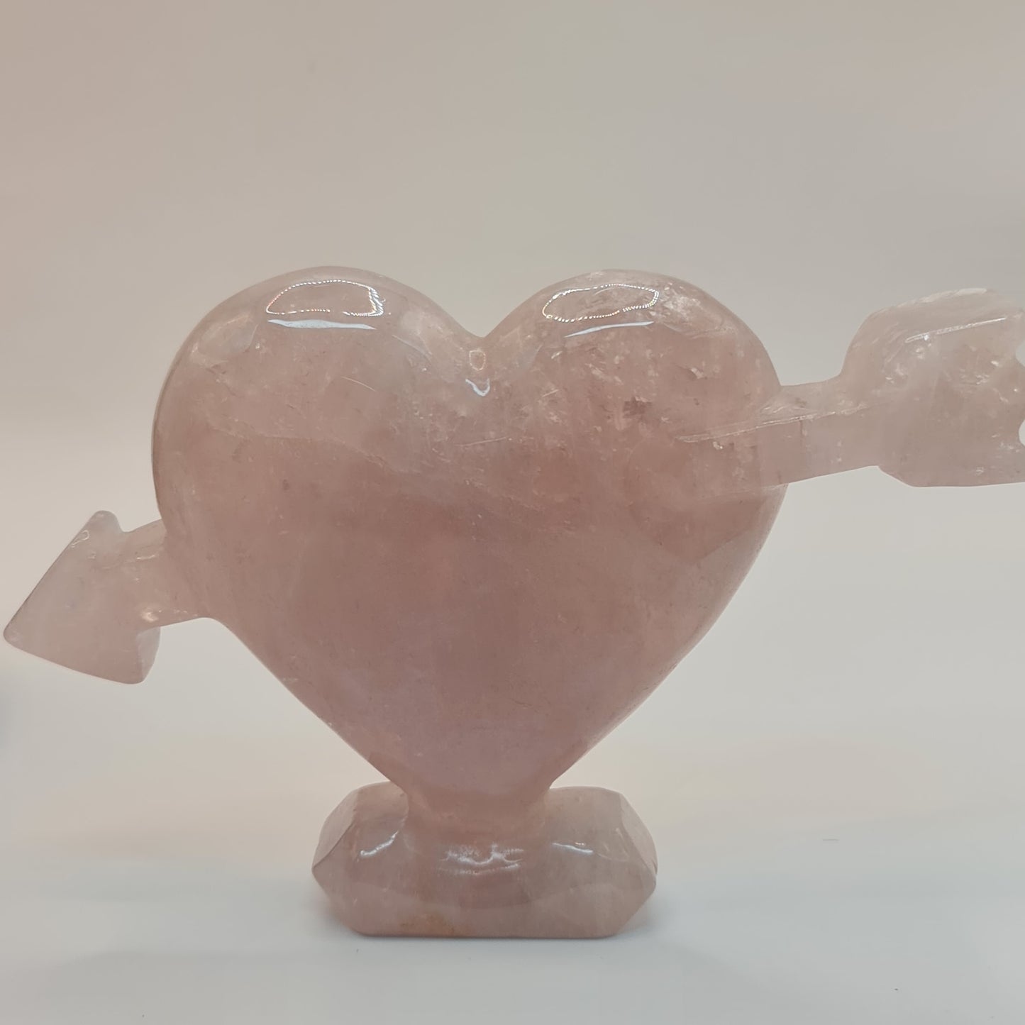 Rose Quartz Heart with Cupid Arrow