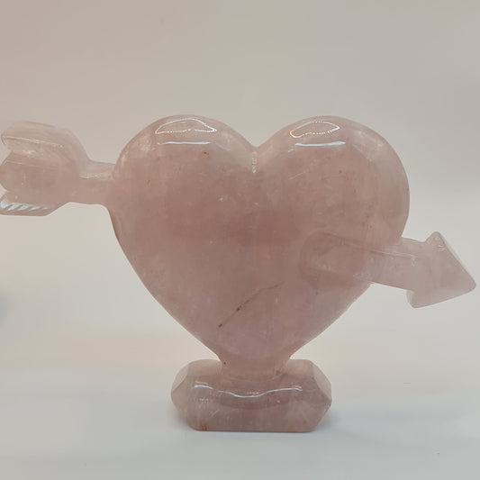 Rose Quartz Heart with Cupid Arrow