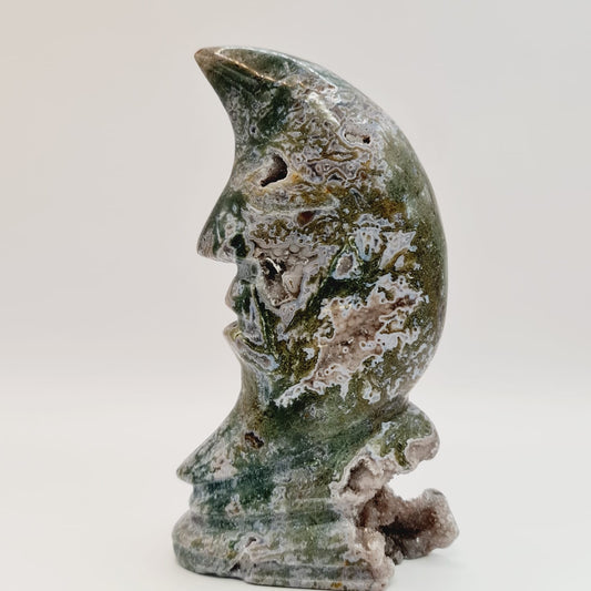 Moss Agate Moon Face