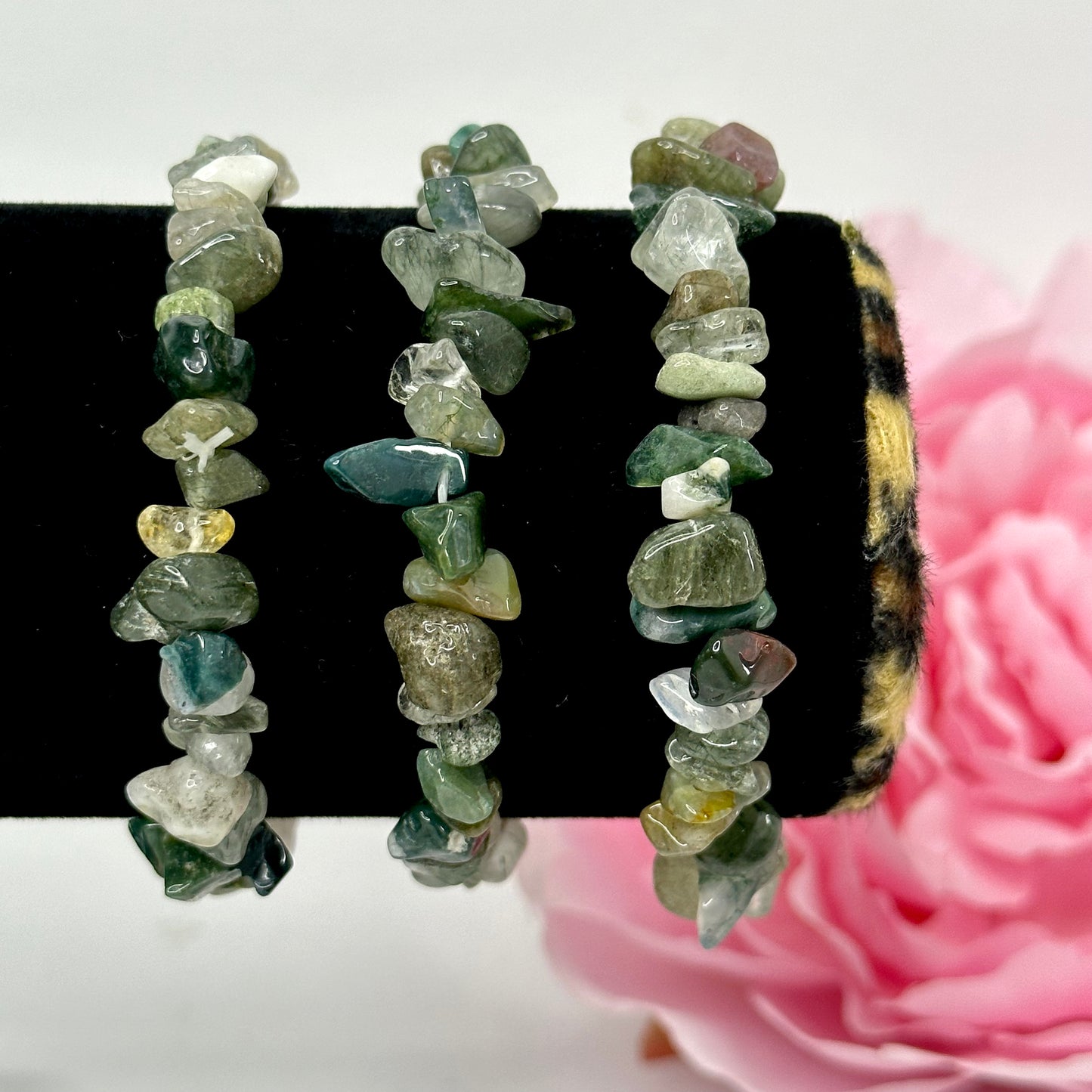 Moss Agate Chip Bracelet