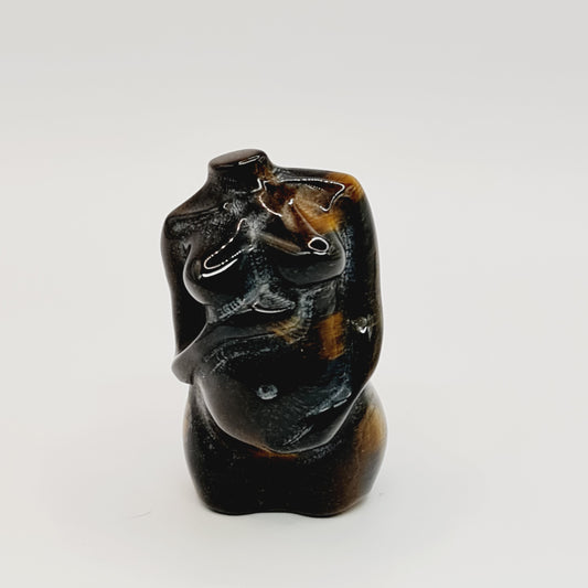 Tiger's Eye Pregnant Woman Carving
