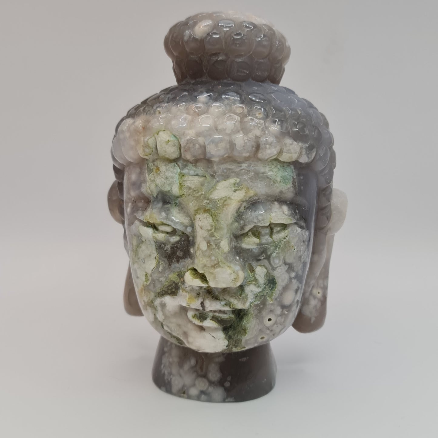 Flower Agate Buddha Head