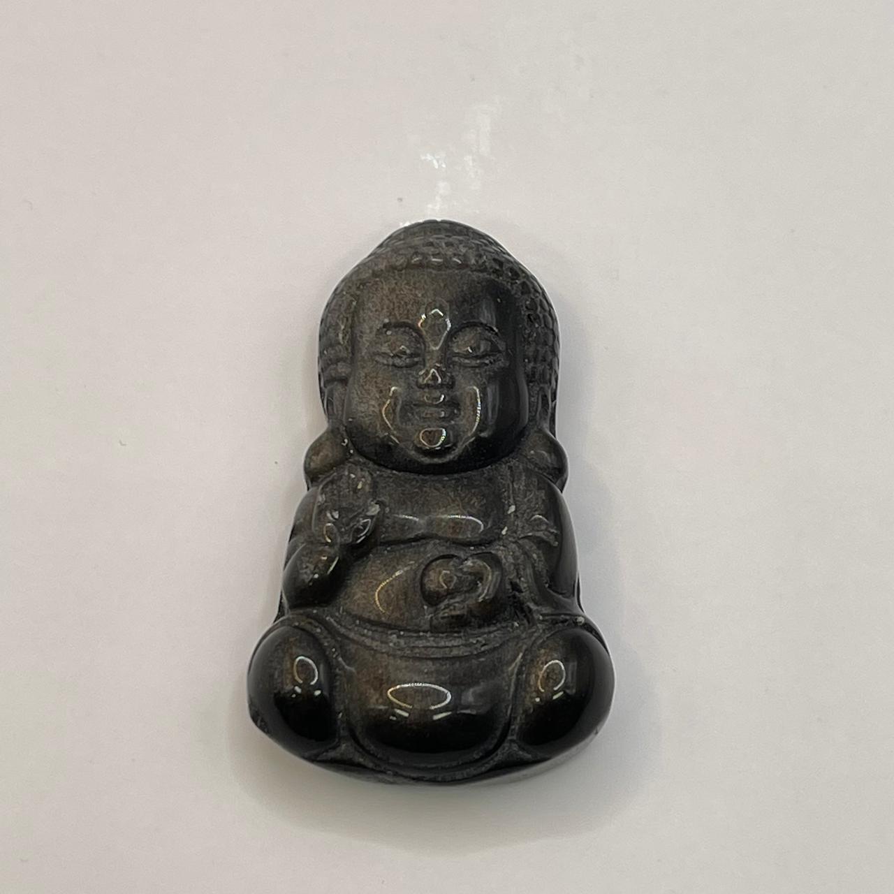 Silver Sheen Obsidian Buddha