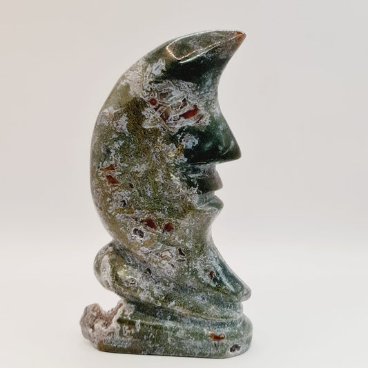 Moss Agate Moon Face